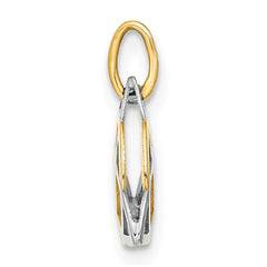 14K Gold with White Rhodium Polished Celtic Pendant