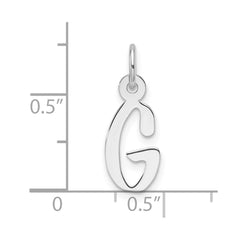 14K White Gold  Slanted Block Letter G Initial Charm