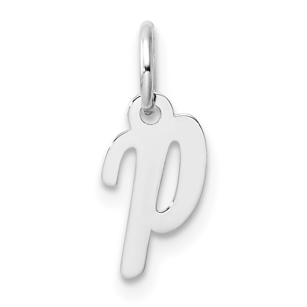 14k White Gold Small Script Letter P Initial Charm - 2