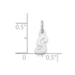 14k White Gold Small Script Letter S Initial Charm