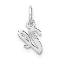 14k White Gold Small Script Letter V Initial Charm