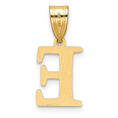 14k Polished Etched Letter E Initial Pendant