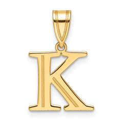 14k Polished Etched Letter K Initial Pendant - 2
