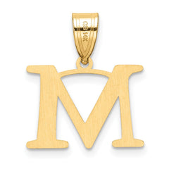 14k Polished Etched Letter M Initial Pendant