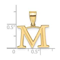 14k Polished Etched Letter M Initial Pendant