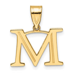 14k Polished Etched Letter M Initial Pendant