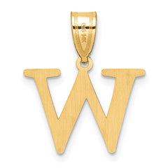 14k Polished Etched Letter W Initial Pendant - 2