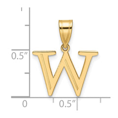 14k Polished Etched Letter W Initial Pendant - 2