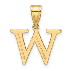 14k Polished Etched Letter W Initial Pendant - 2