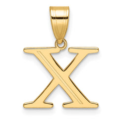 14k Polished Etched Letter X Initial Pendant