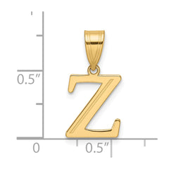 14k Polished Etched Letter Z Initial Pendant
