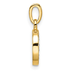 14K with Rhodium Diamond Letter D Initial Pendant
