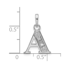 14K White Gold Diamond Letter A Initial Pendant - 4