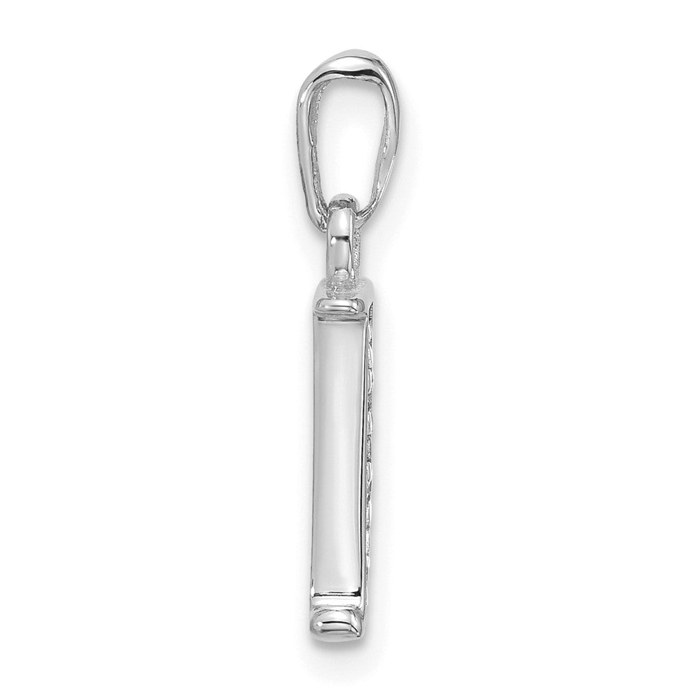 14K White Gold Diamond Letter J Initial Pendant - 3