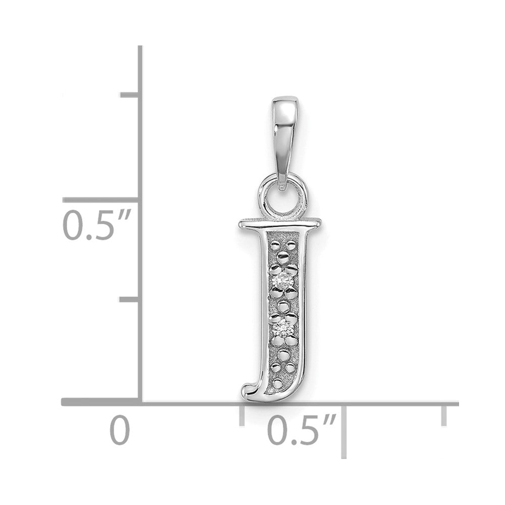 14K White Gold Diamond Letter J Initial Pendant - 3