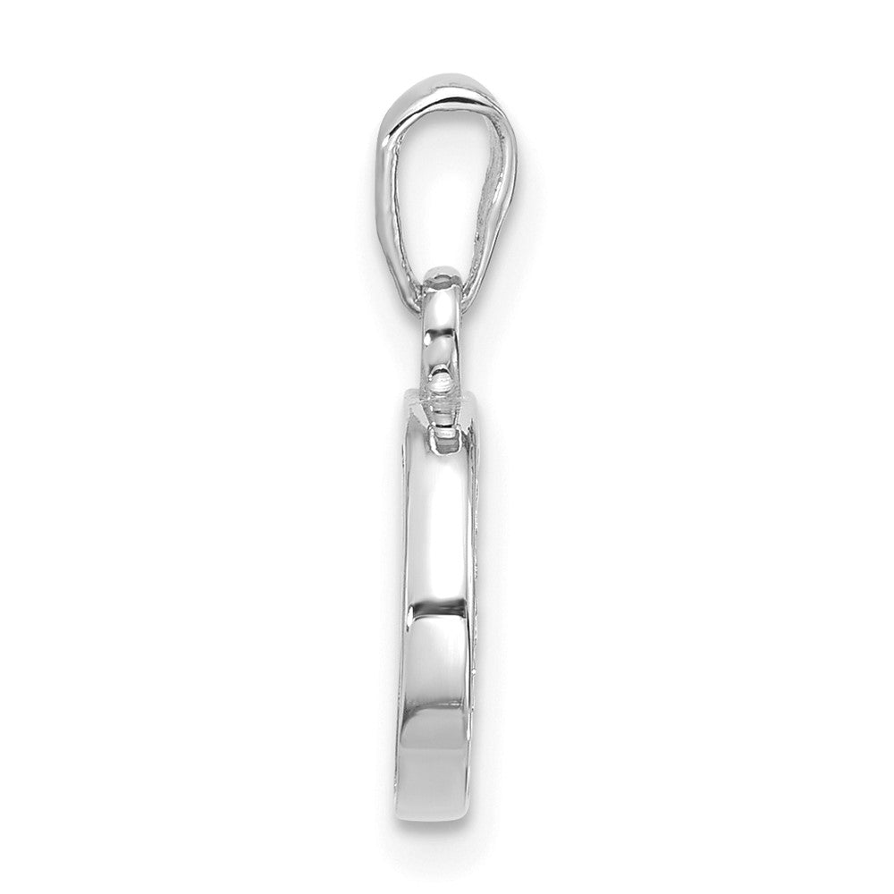 14K White Gold Diamond Letter O Initial Pendant - 5