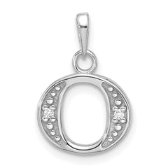 14K White Gold Diamond Letter O Initial Pendant - 5