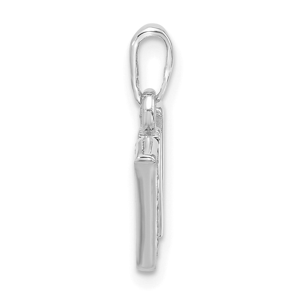 14K White Gold Diamond Letter W Initial Pendant - 3
