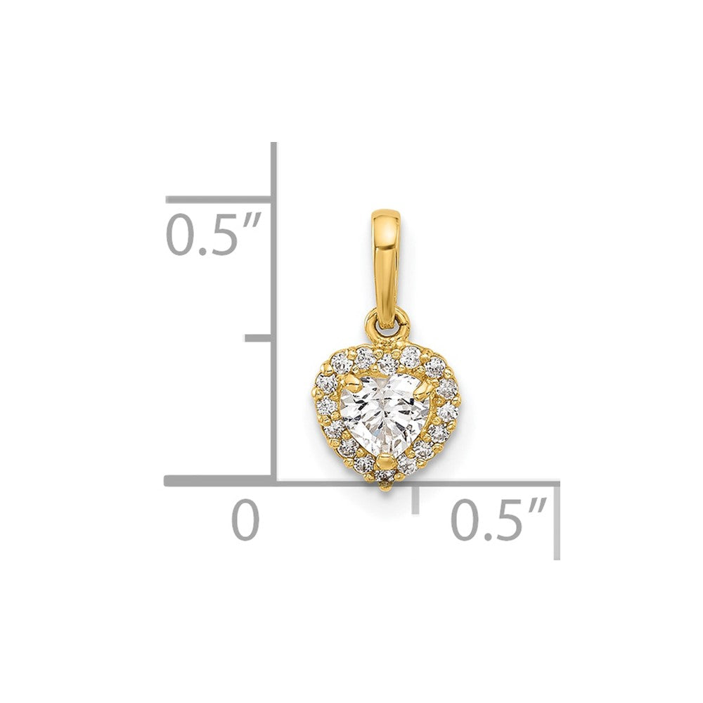 14K CZ Heart Pendant