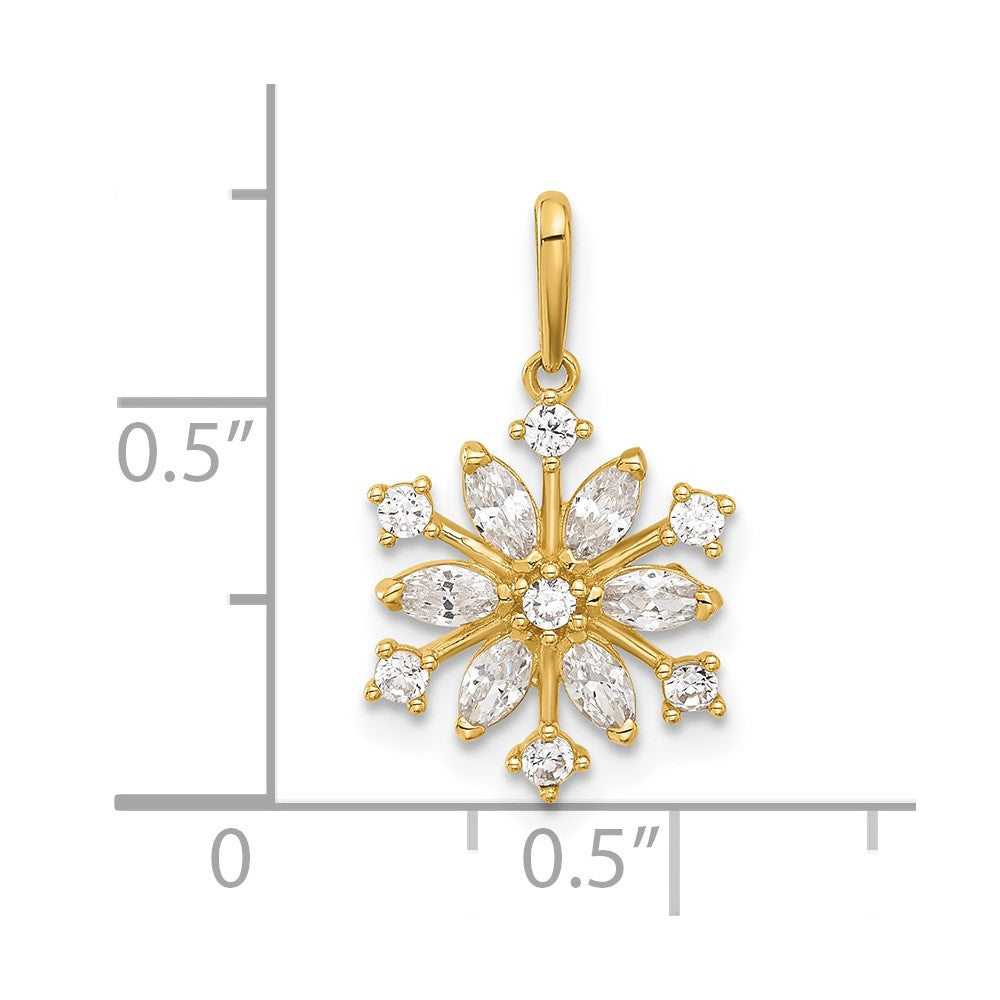 14k Polished CZ Snowflake Pendant