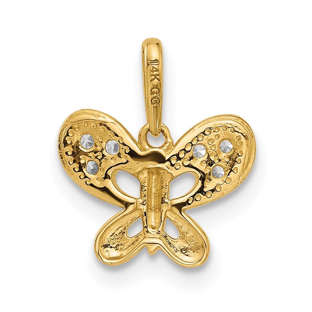 14k Polished CZ Butterfly Pendant