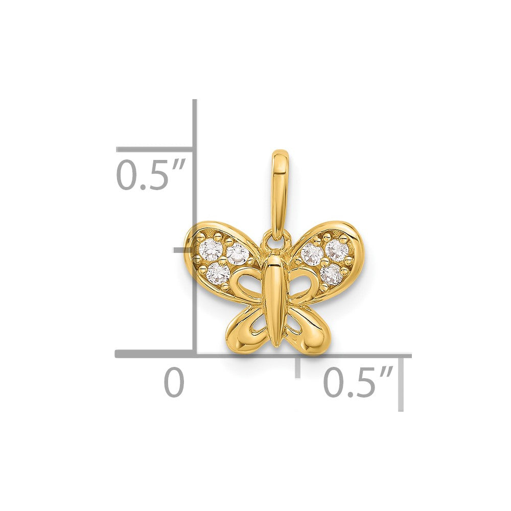 14k Polished CZ Butterfly Pendant