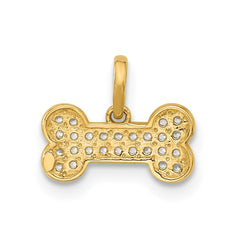 14K Polished CZ Dog Bone Pendant