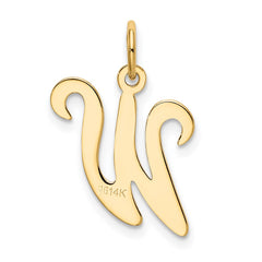 14KY Script Letter W Initial Charm - 2