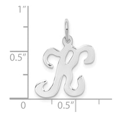 14KW White Gold Script Letter K Initial Charm