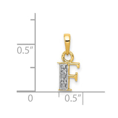 14KY with Rhodium Diamond Letter F Initial Pendant