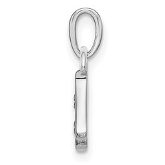14KW Rhodium-plated Diamond Letter H Initial Pendant