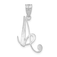 14K White Gold Script Letter A Initial Pendant with Diamond