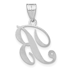 14K White Gold Script Letter B  Initial Pendant with Diamond