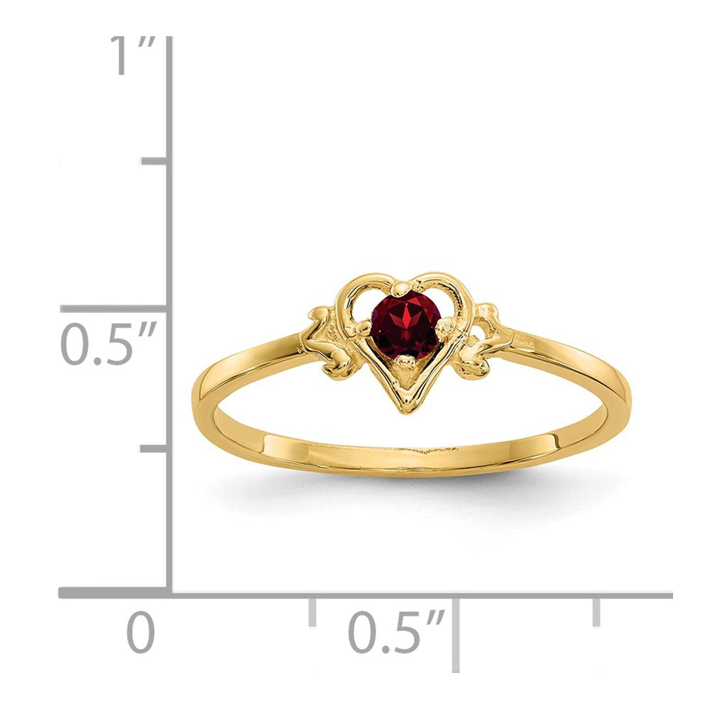 14K Garnet Birthstone Heart Ring