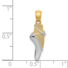 14K w/Rhodium Ballet Shoe Pendant