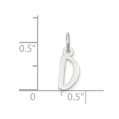 14k White Gold Small Slanted Block Letter D Initial Charm