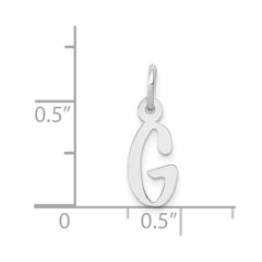 14K White Gold Small Slanted Block Letter G Initial Charm