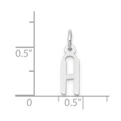 14K White Gold Small Slanted Block Letter H Initial Charm