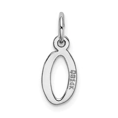 14K White Gold Small Slanted Block Letter O Initial Charm