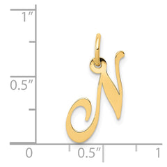 14K Small Fancy Script Letter N Initial Charm