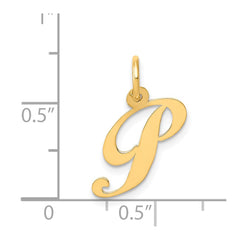 14K Small Fancy Script Letter P Initial Charm