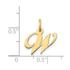 14K Small Fancy Script Letter W Initial Charm