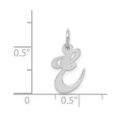 14k White Gold Small Fancy Script Letter E Initial Charm