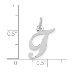 14k White Gold Small Fancy Script Letter T Initial Charm