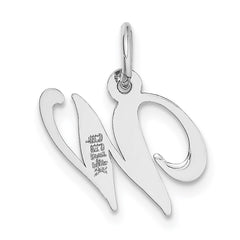 14k White Gold Small Fancy Script Letter W Initial Charm