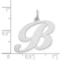 14k White Gold Large Fancy Script Letter B Initial Charm