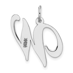 14k White Gold Large Fancy Script Letter W Initial Charm