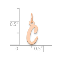 14k Rose Gold Small Script Letter C Initial Charm