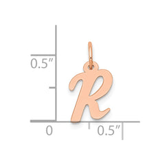 14k Rose Gold Small Script Letter R Initial Charm