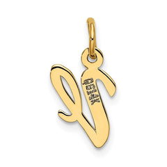 14k Small Script Letter V Initial Charm